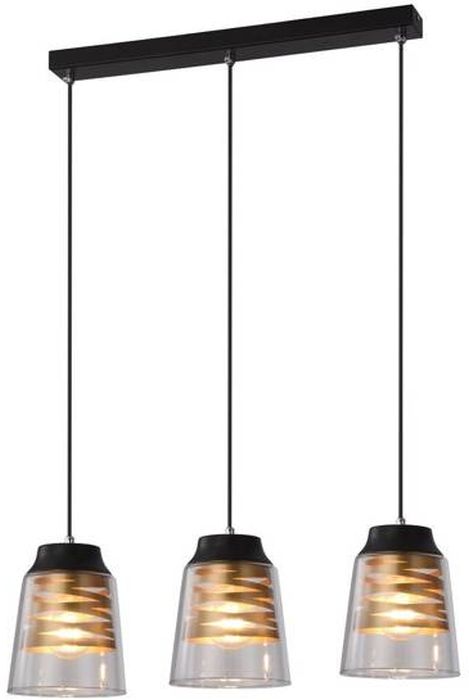 Candellux Fresno lampe suspendue 3x40 W noir-transparent-doré 33-78094