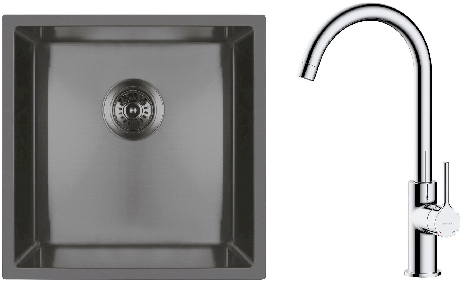 Set évier en acier inoxydable Oltens Stalvask 71100300, mitigeur de cuisine Oltens Skafta 35206100
