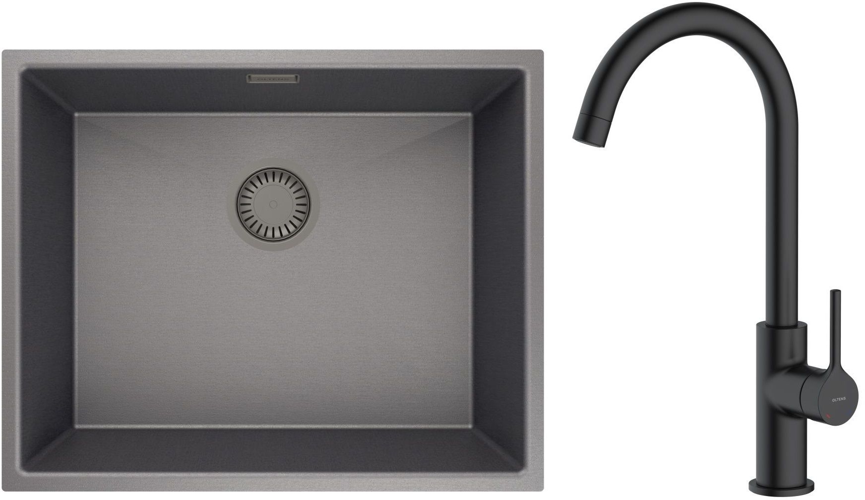 Set évier en acier inoxydable Oltens Stalvask 71101300, mitigeur de cuisine Oltens Skafta 35206300