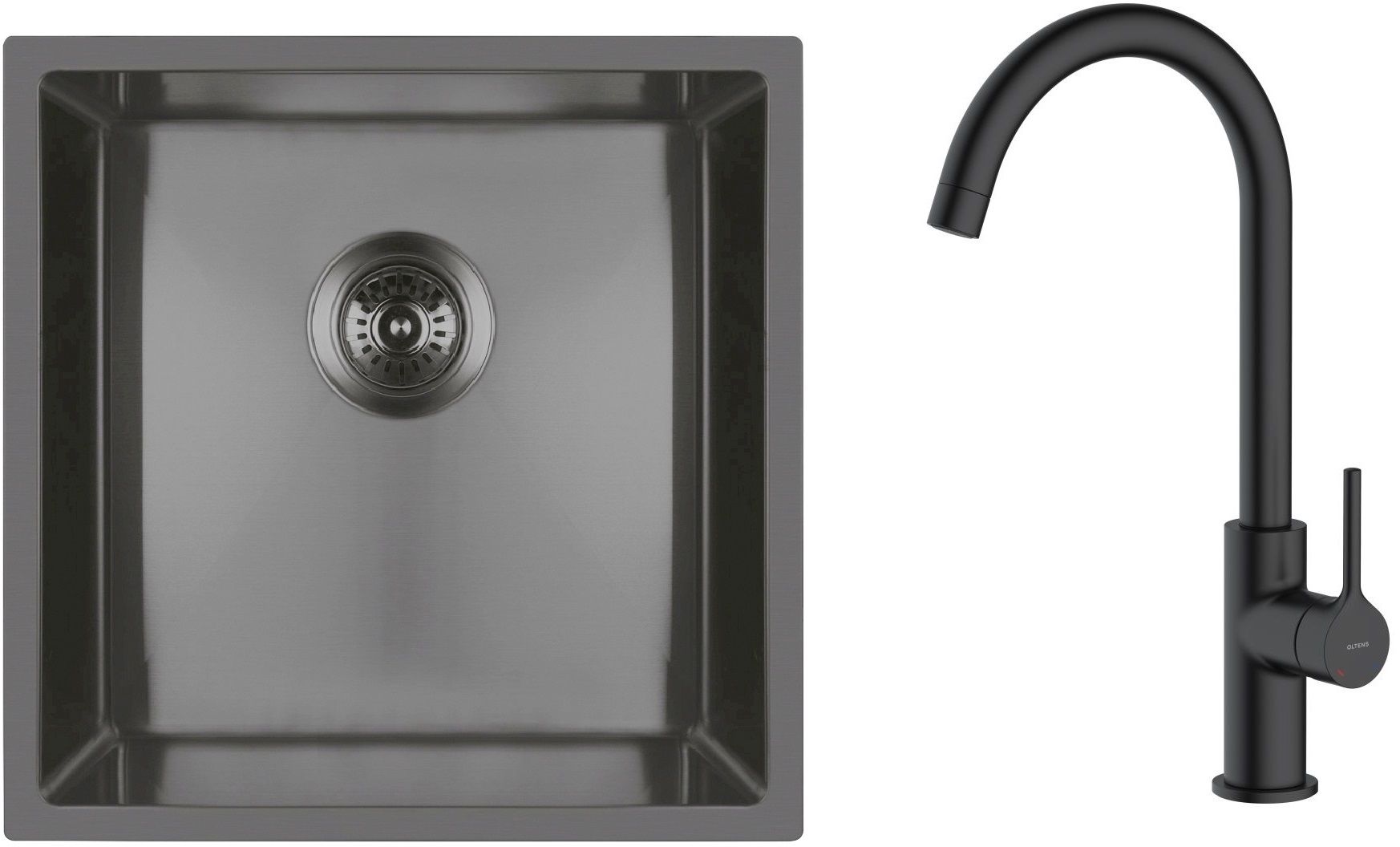 Set évier en acier inoxydable Oltens Stalvask 71100300, mitigeur de cuisine Oltens Skafta 35206300