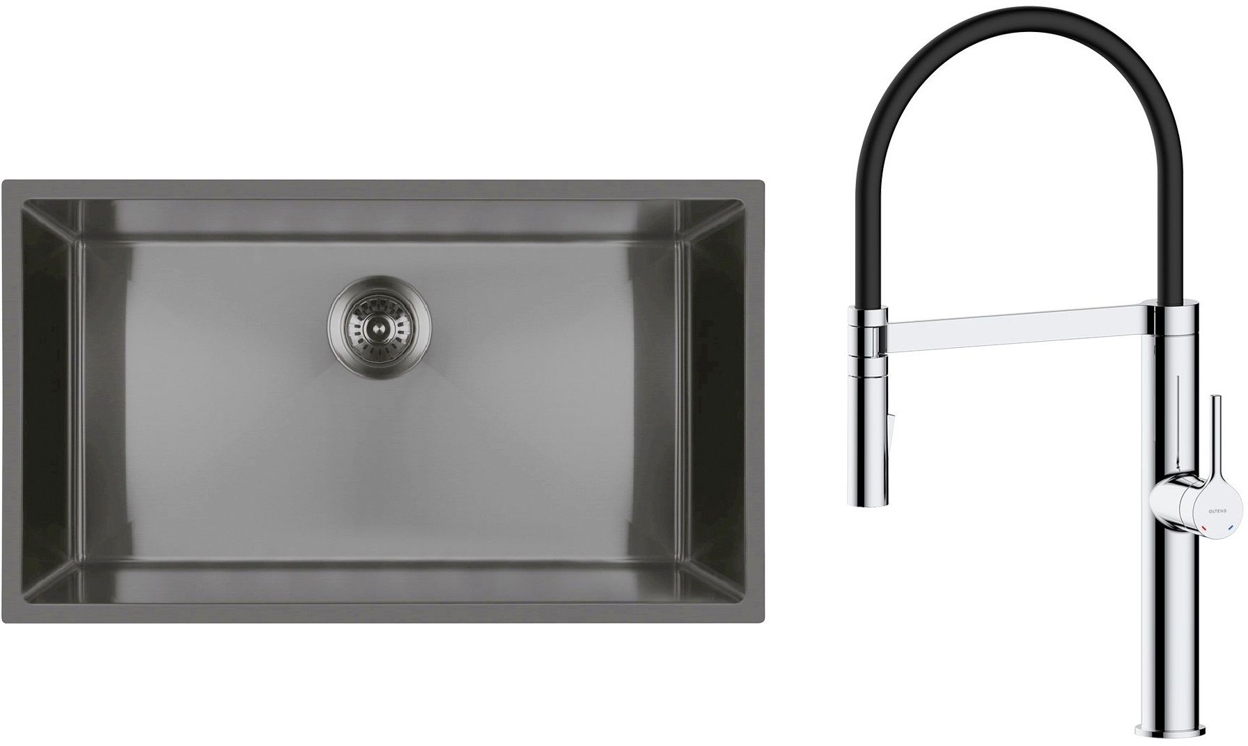 Set évier en acier inoxydable Oltens Stalvask 71102300, mitigeur de cuisine Oltens Borga 35207100