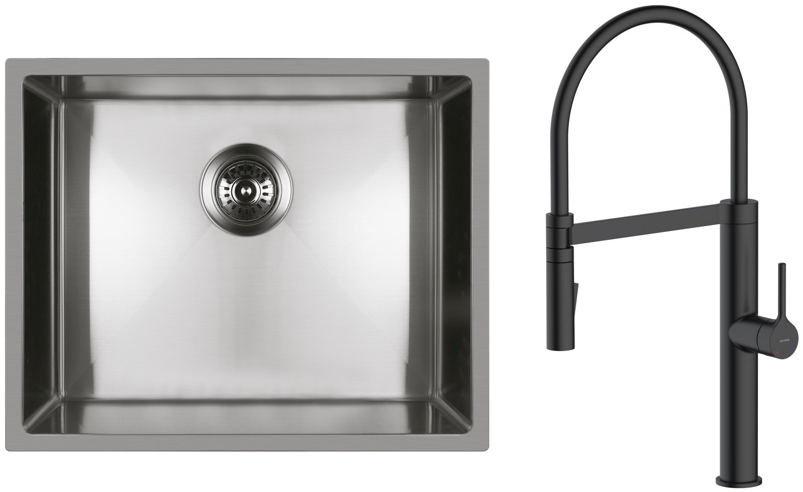 Set mitigeur de cuisine Oltens Borga 35207300, évier en acier inoxydable Oltens Stalvask 71101100