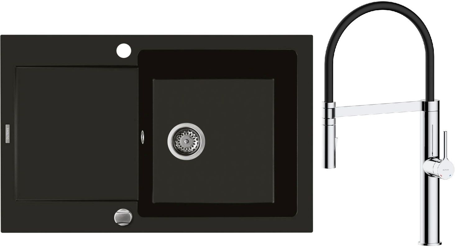 Set mitigeur de cuisine Oltens Borga 35207100, évier en granit Oltens Gravan 72100300