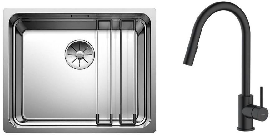 Set évier en acier inoxydable Blanco Etagon 500-U 521841, mitigeur de cuisine Oltens Litla 35204300