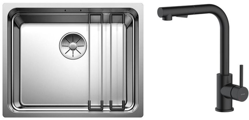 Set évier en acier inoxydable Blanco Etagon 500-U 521841, mitigeur de cuisine Oltens Myvat 35205300