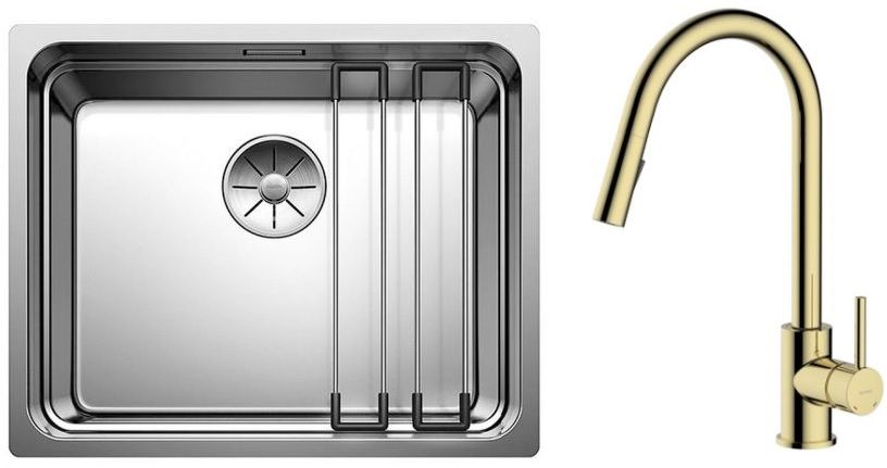 Set évier en acier inoxydable Blanco Etagon 500-U 521841, mitigeur de cuisine Oltens Litla 35204800