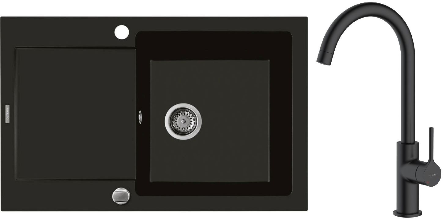 Set évier en granit Oltens Gravan 72100300, mitigeur de cuisine Oltens Skafta 35206300