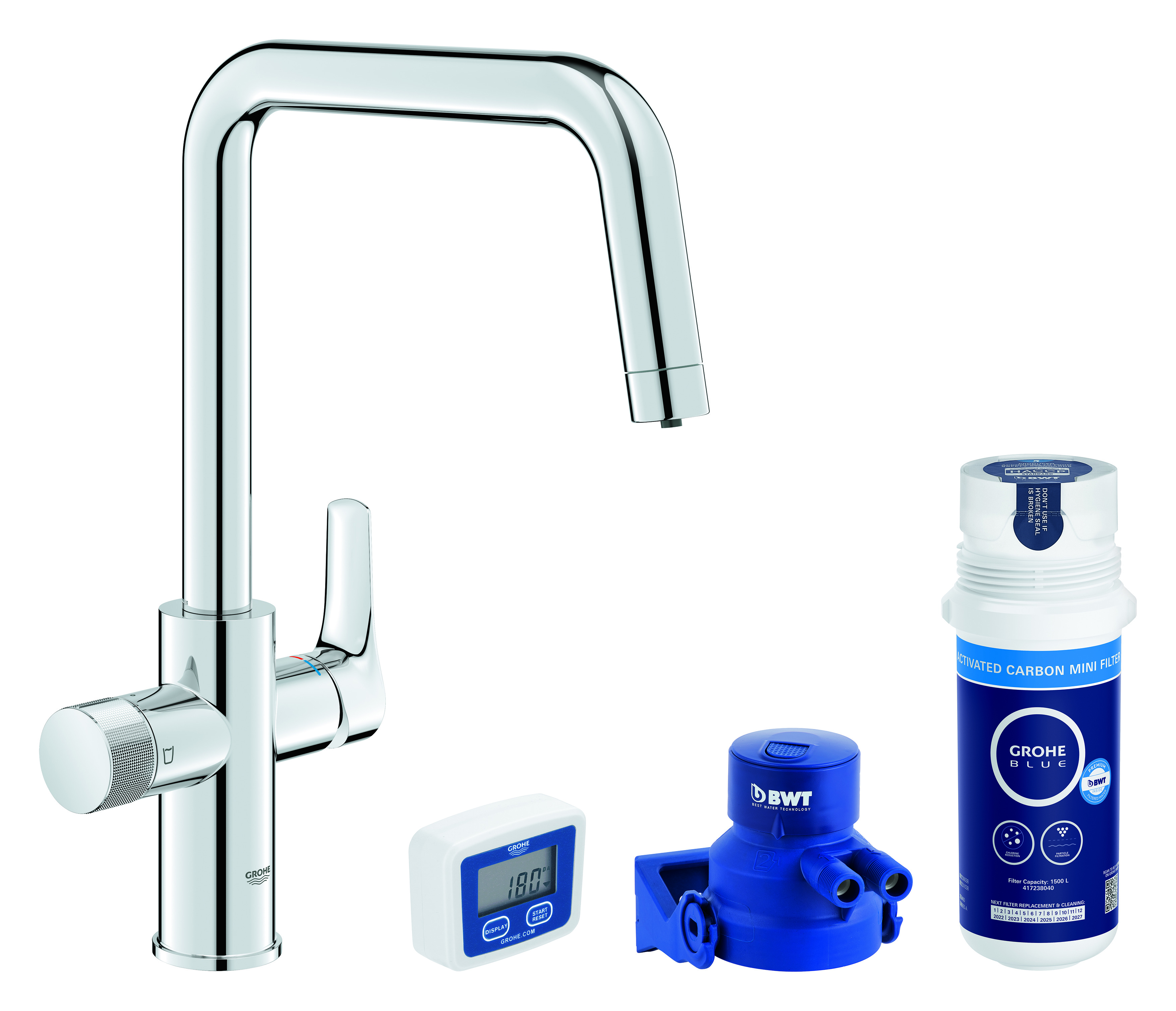 Grohe Blue kit de démarrage avec mitigeur de cuisine sur pied StarLight Chrome 30596000