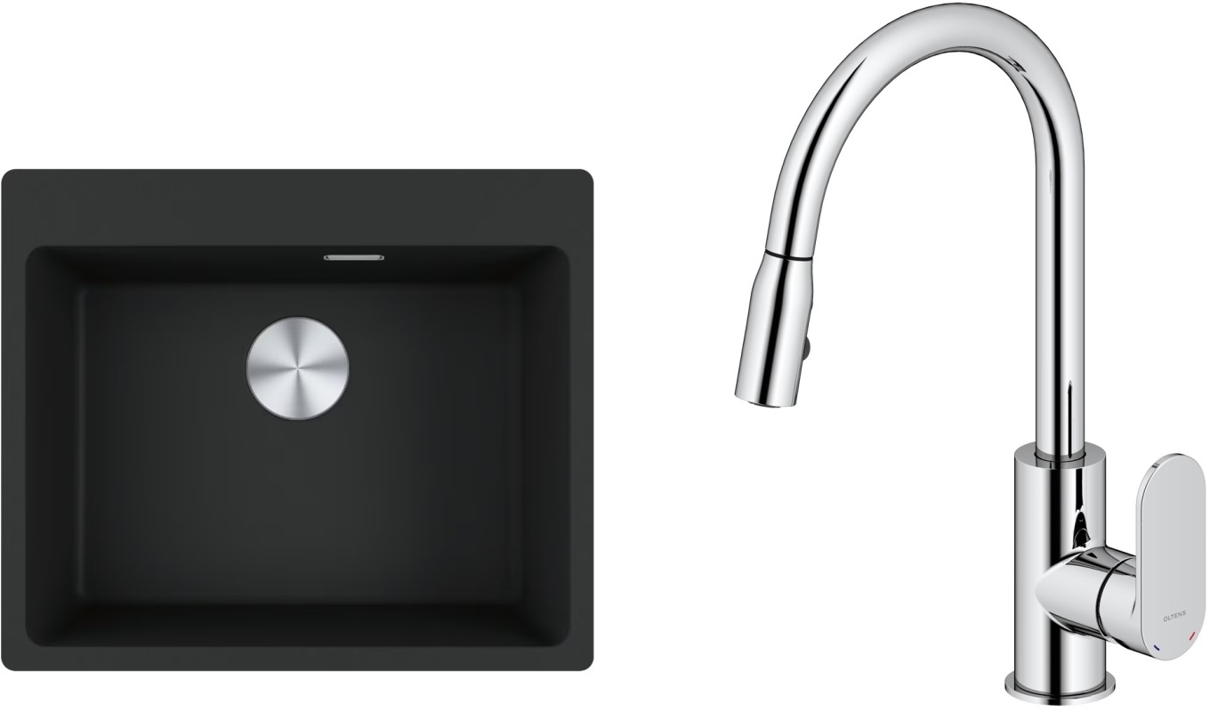 Set évier en granit Franke Maris 114.0661.794, mitigeur de cuisine Oltens Lista 35202100