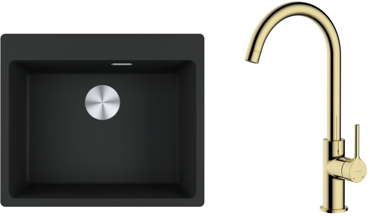 Set évier en granit Franke Maris 114.0661.794, mitigeur de cuisine Oltens Skafta 35206800