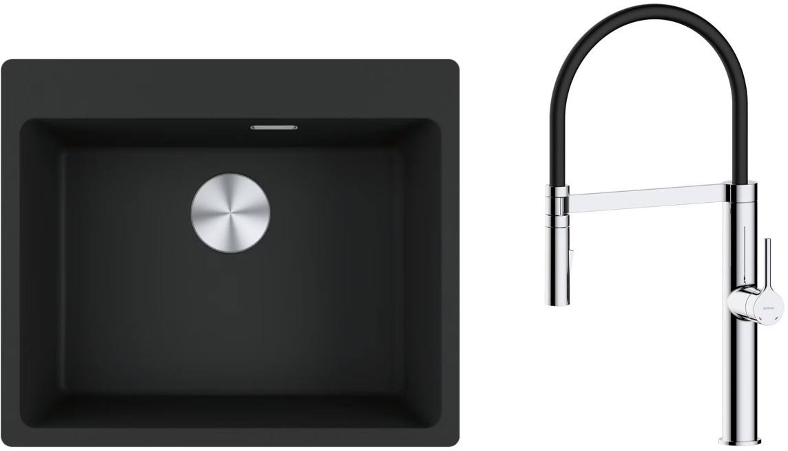 Set évier en granit Franke Maris 114.0661.794, mitigeur de cuisine Oltens Borga 35207100
