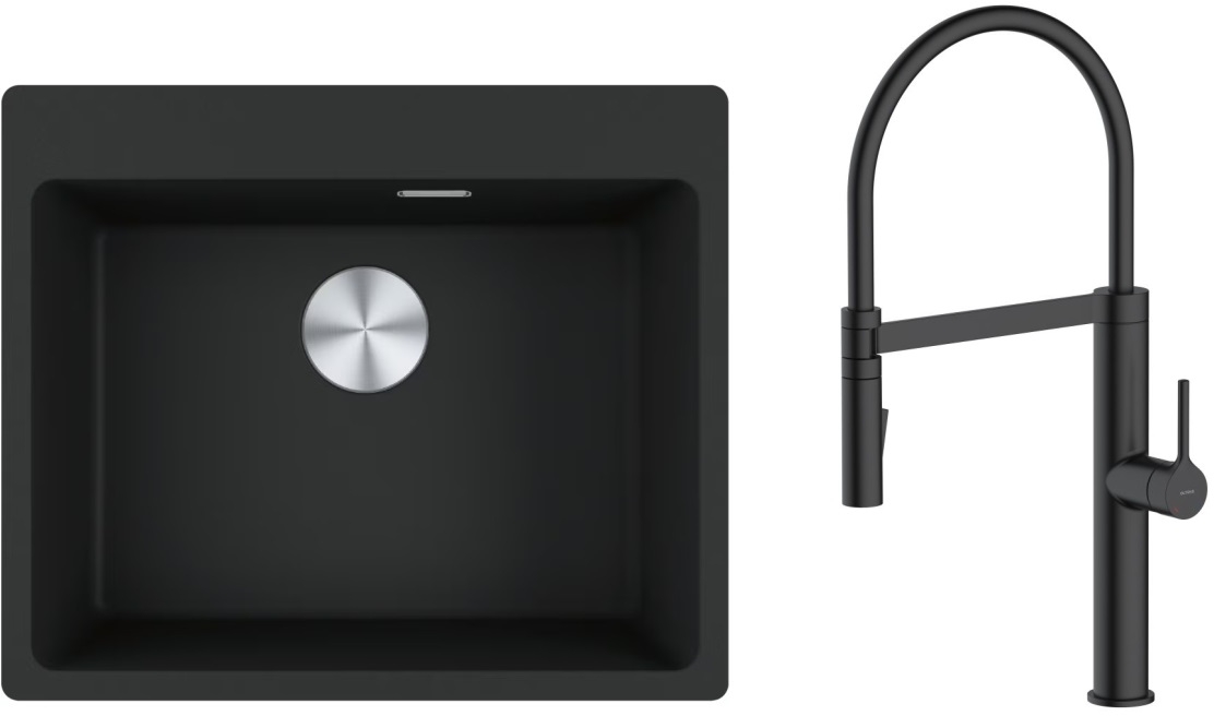 Set évier en granit Franke Maris 114.0661.794, mitigeur de cuisine Oltens Borga 35207300