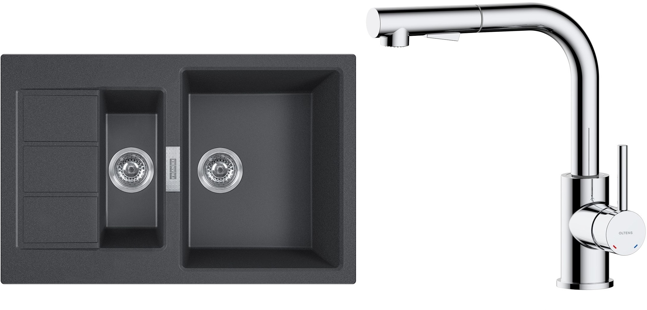 Set évier Tectonite Franke Sirius 2.0 143.0618.687, mitigeur de cuisine Oltens Myvat 35205100