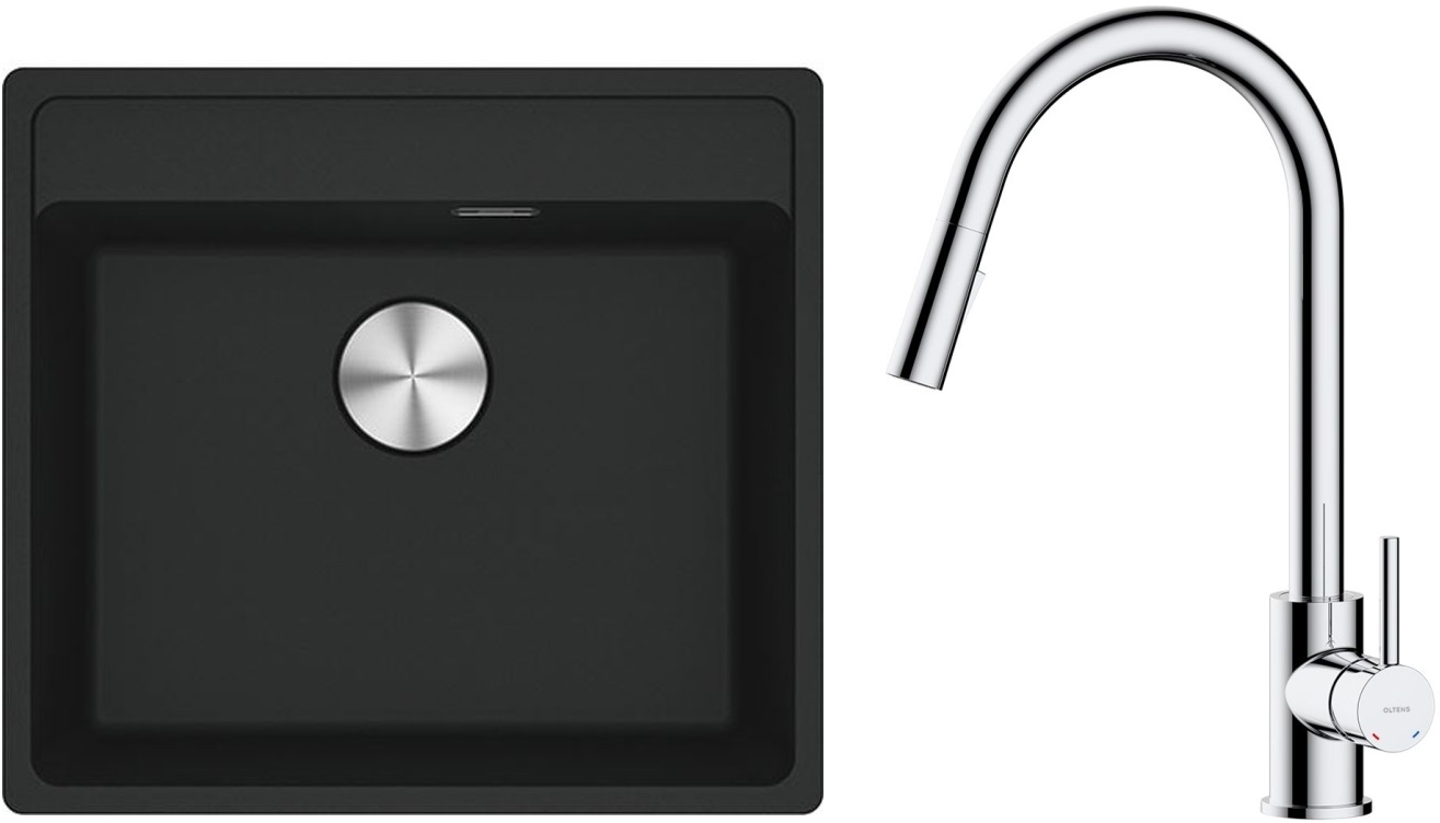 Set évier en granit Franke Maris 114.0661.761, mitigeur de cuisine Oltens Litla 35204100