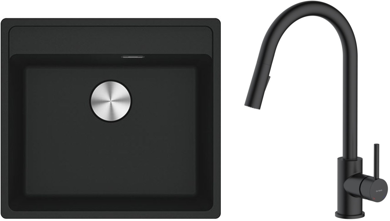 Set évier en granit Franke Maris 114.0661.761, mitigeur de cuisine Oltens Litla 35204300