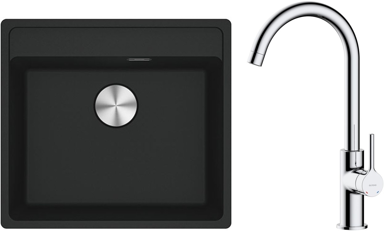 Set évier en granit Franke Maris 114.0661.761, mitigeur de cuisine Oltens Skafta 35206100