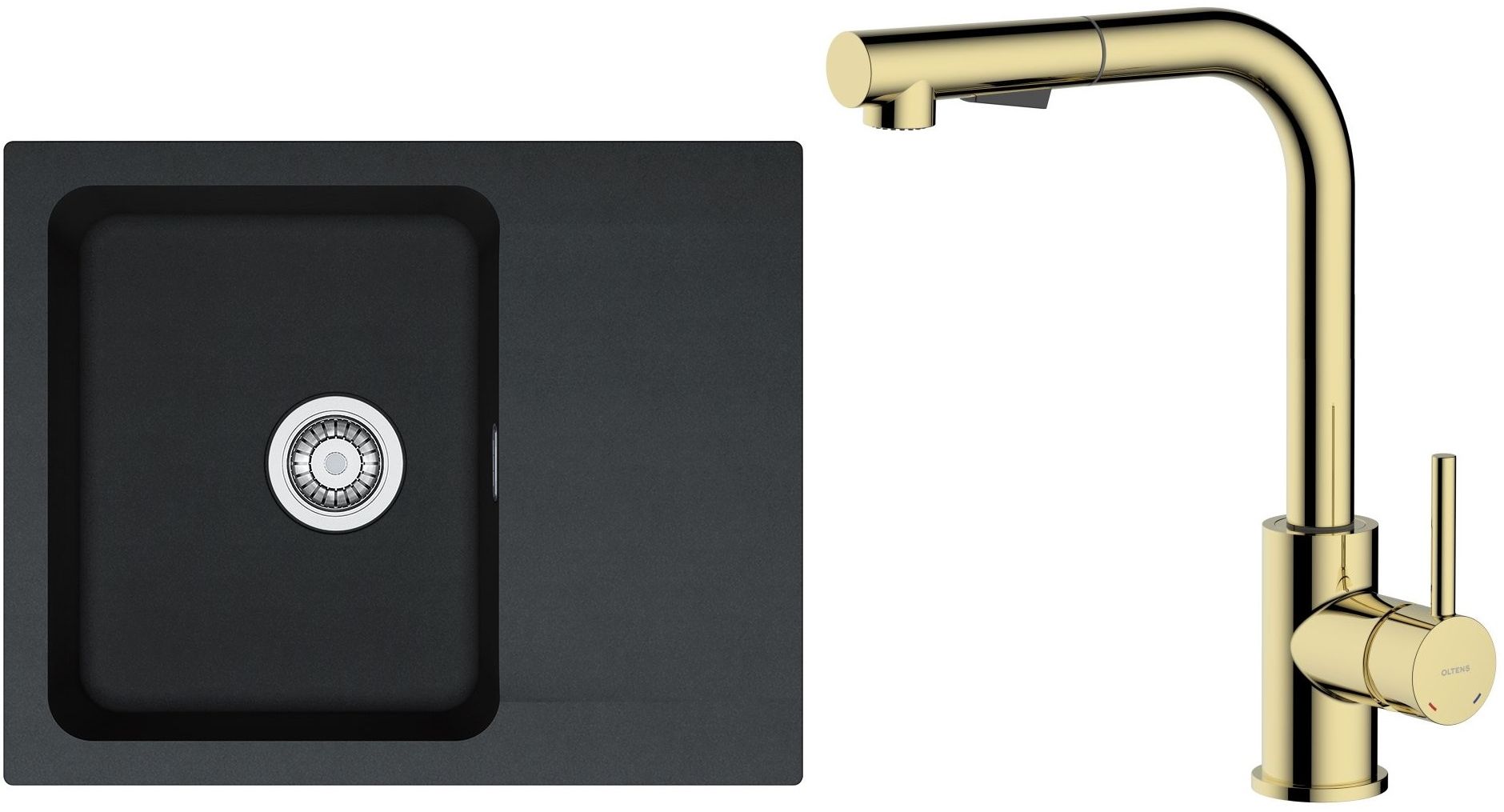 Set mitigeur de cuisine Oltens Myvat 35205800, évier Tectonite Franke Orion 114.0286.441