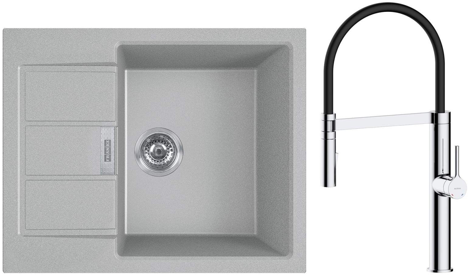 Set mitigeur de cuisine Oltens Borga 35207100, évier Tectonite Franke Sirius 2.0 143.0618.668