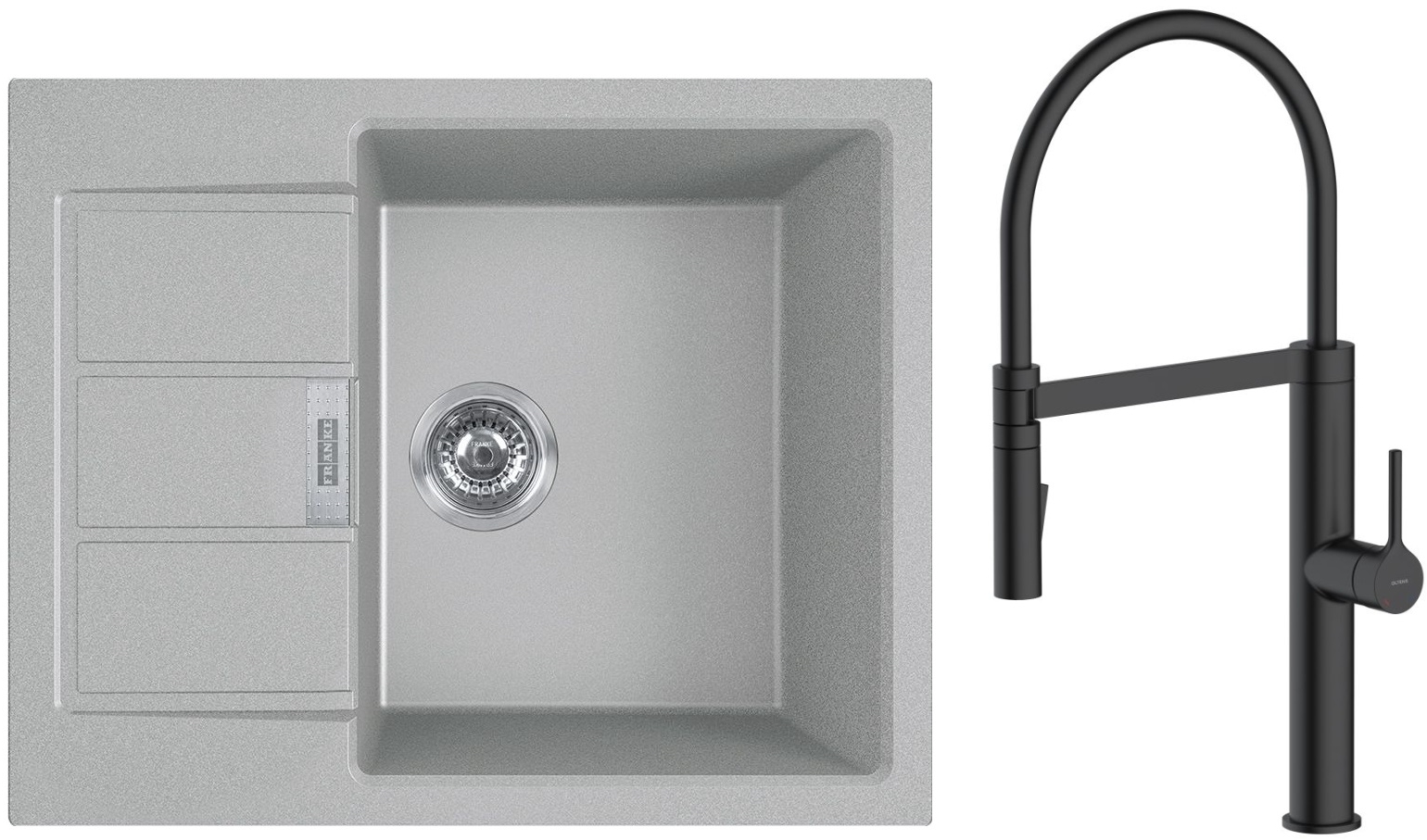 Set mitigeur de cuisine Oltens Borga 35207300, évier Tectonite Franke Sirius 2.0 143.0618.668