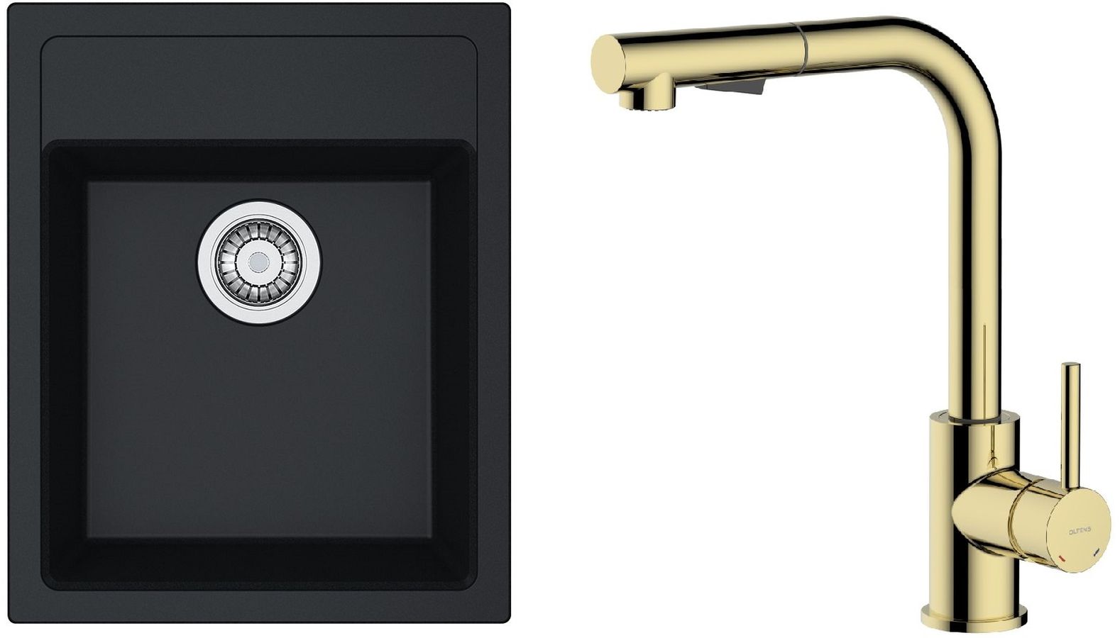 Set mitigeur de cuisine Oltens Myvat 35205800, évier Tectonite Franke Sirius 114.0496.104