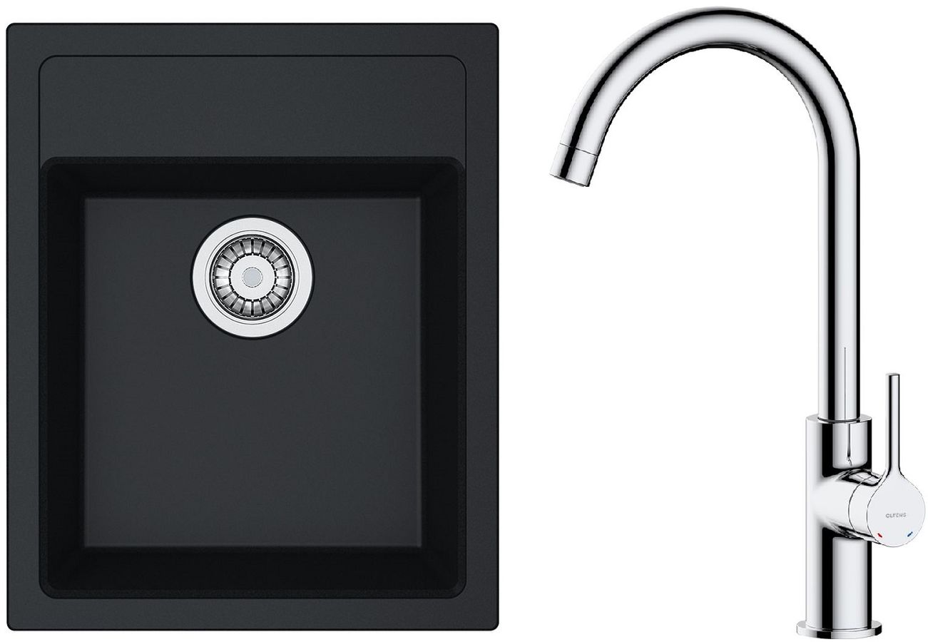 Set évier Tectonite Franke Sirius 114.0496.104, mitigeur de cuisine Oltens Skafta 35206100