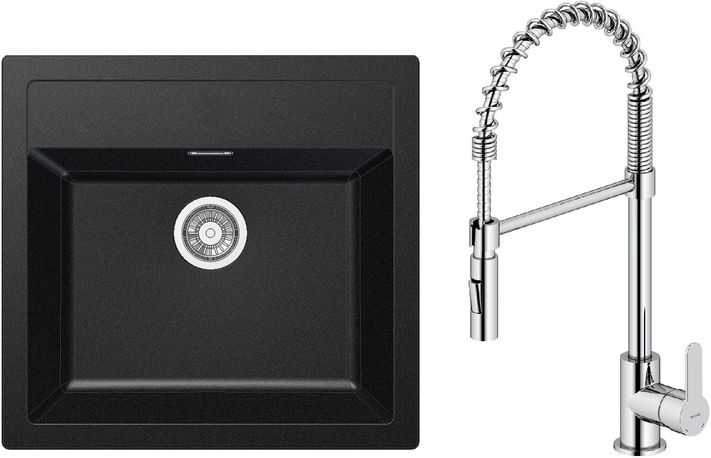 Set mitigeur de cuisine Oltens Duf 35203100, évier Tectonite Franke Sirius 114.0205.049