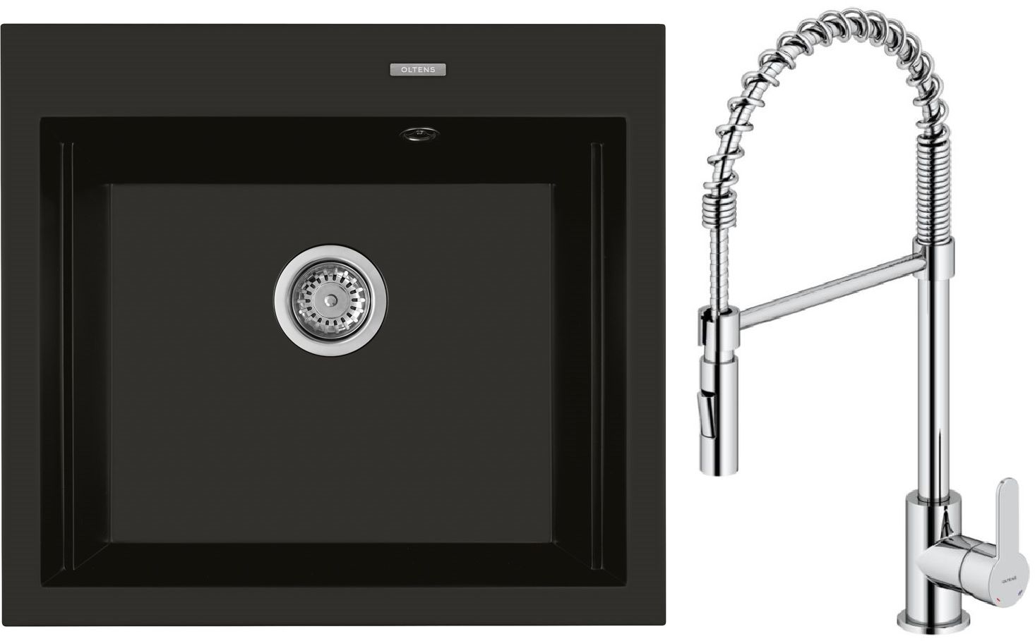 Set mitigeur de cuisine Oltens Duf 35203100, évier en granit Oltens Gravan 72000300