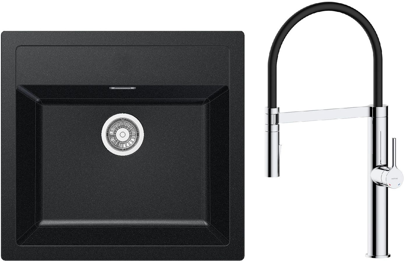 Set mitigeur de cuisine Oltens Borga 35207100, évier Tectonite Franke Sirius 114.0205.049