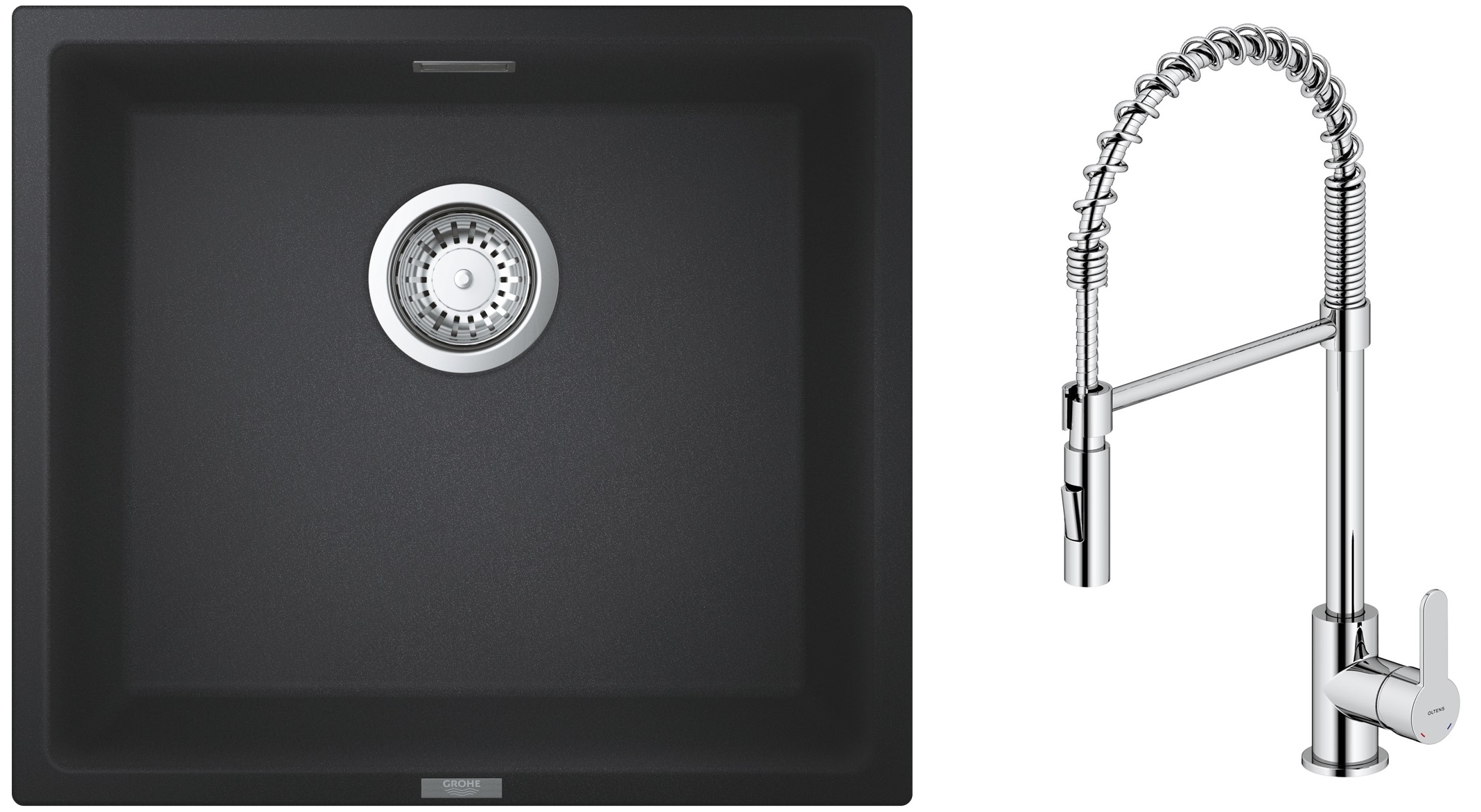 Set mitigeur de cuisine Oltens Duf 35203100, évier en granit Grohe K700 31653AP0