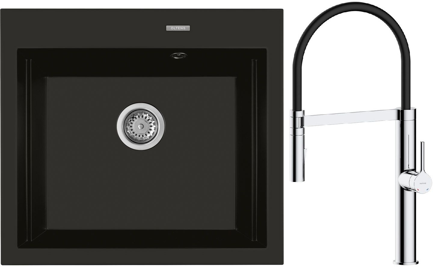 Set mitigeur de cuisine Oltens Borga 35207100, évier en granit Oltens Gravan 72000300