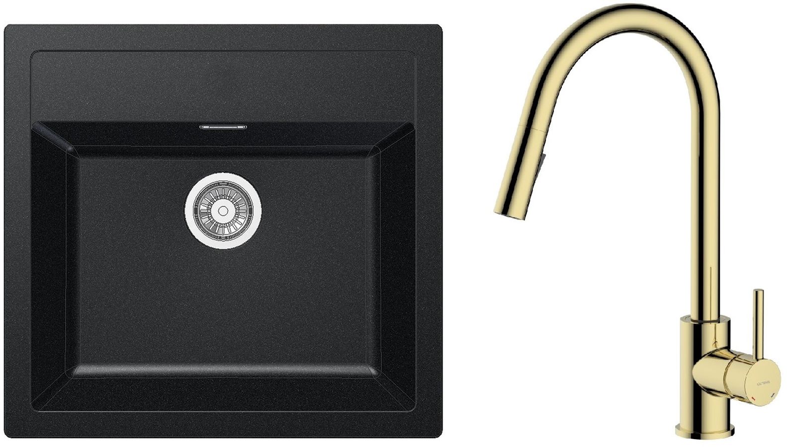Set mitigeur de cuisine Oltens Litla 35204800, évier Tectonite Franke Sirius 114.0205.049