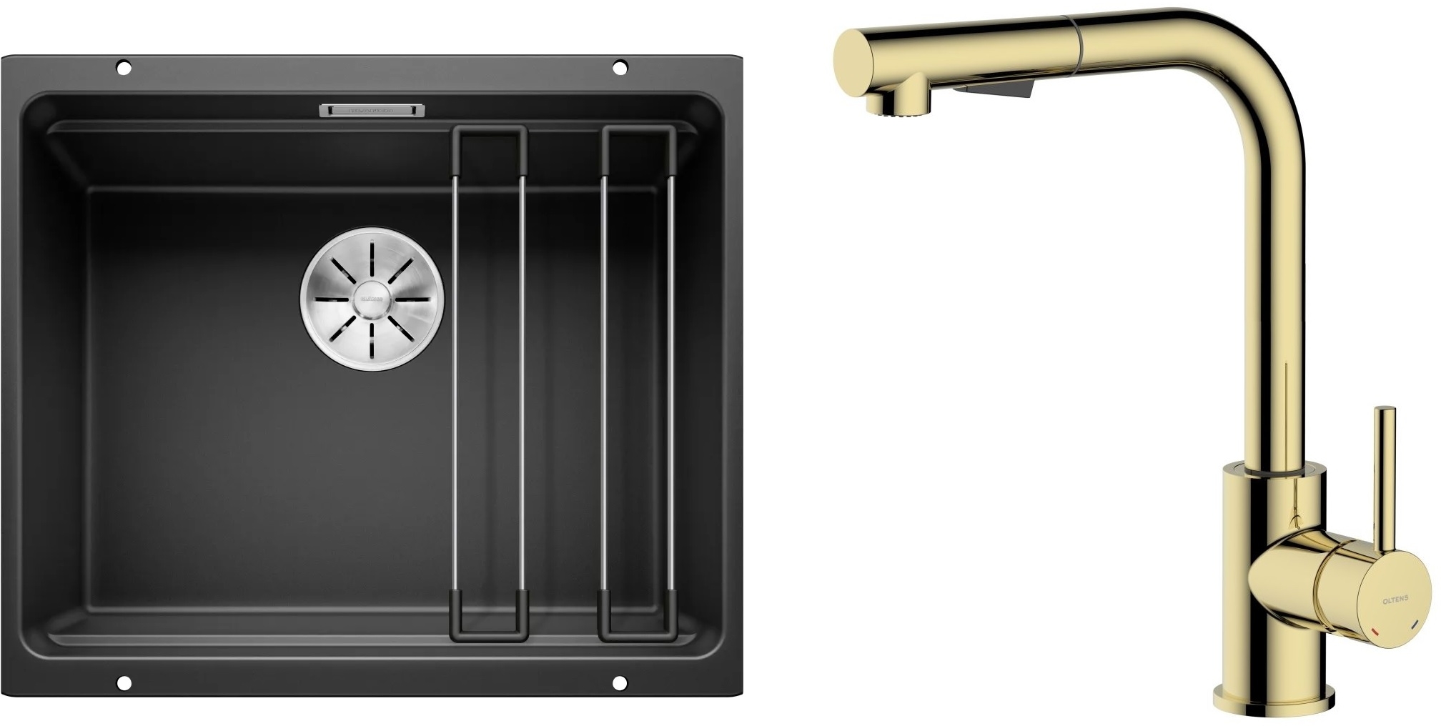 Set évier en granit Blanco Etagon 500-U 525887, mitigeur de cuisine Oltens Myvat 35205800