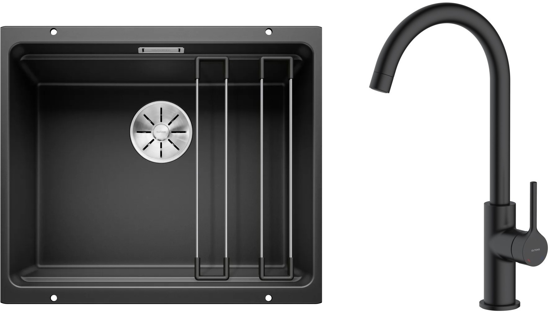 Set évier en granit Blanco Etagon 500-U 525887, mitigeur de cuisine Oltens Skafta 35206300