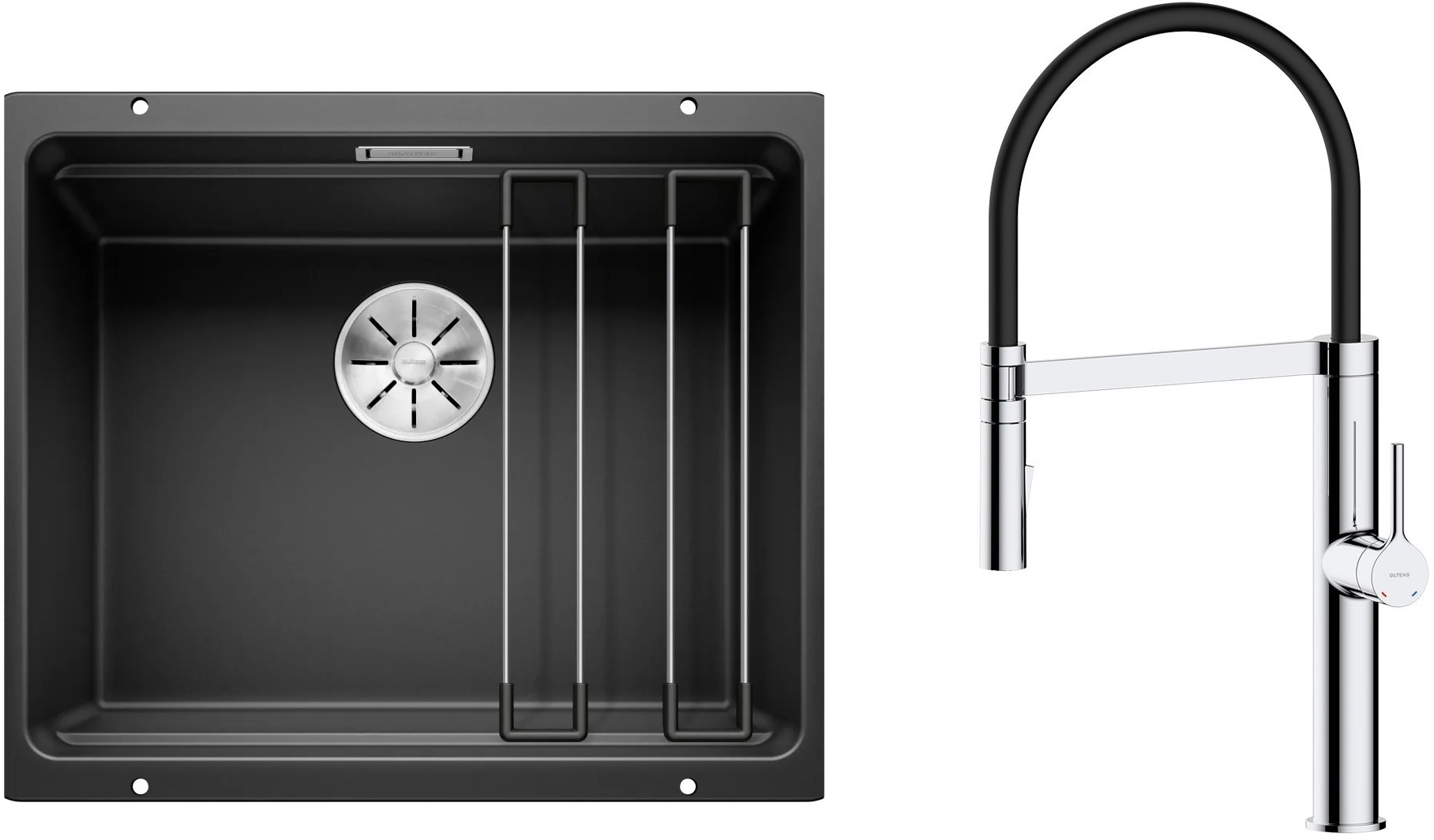 Set évier en granit Blanco Etagon 500-U 525887, mitigeur de cuisine Oltens Borga 35207100