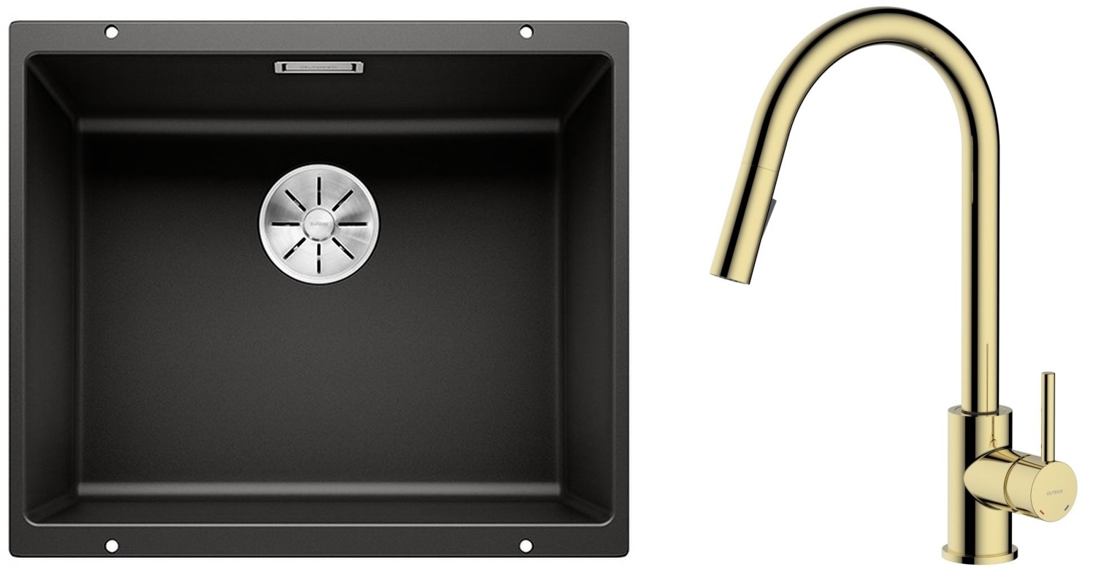 Set évier en granit Blanco Subline 500-U 525995, mitigeur de cuisine Oltens Litla 35204800