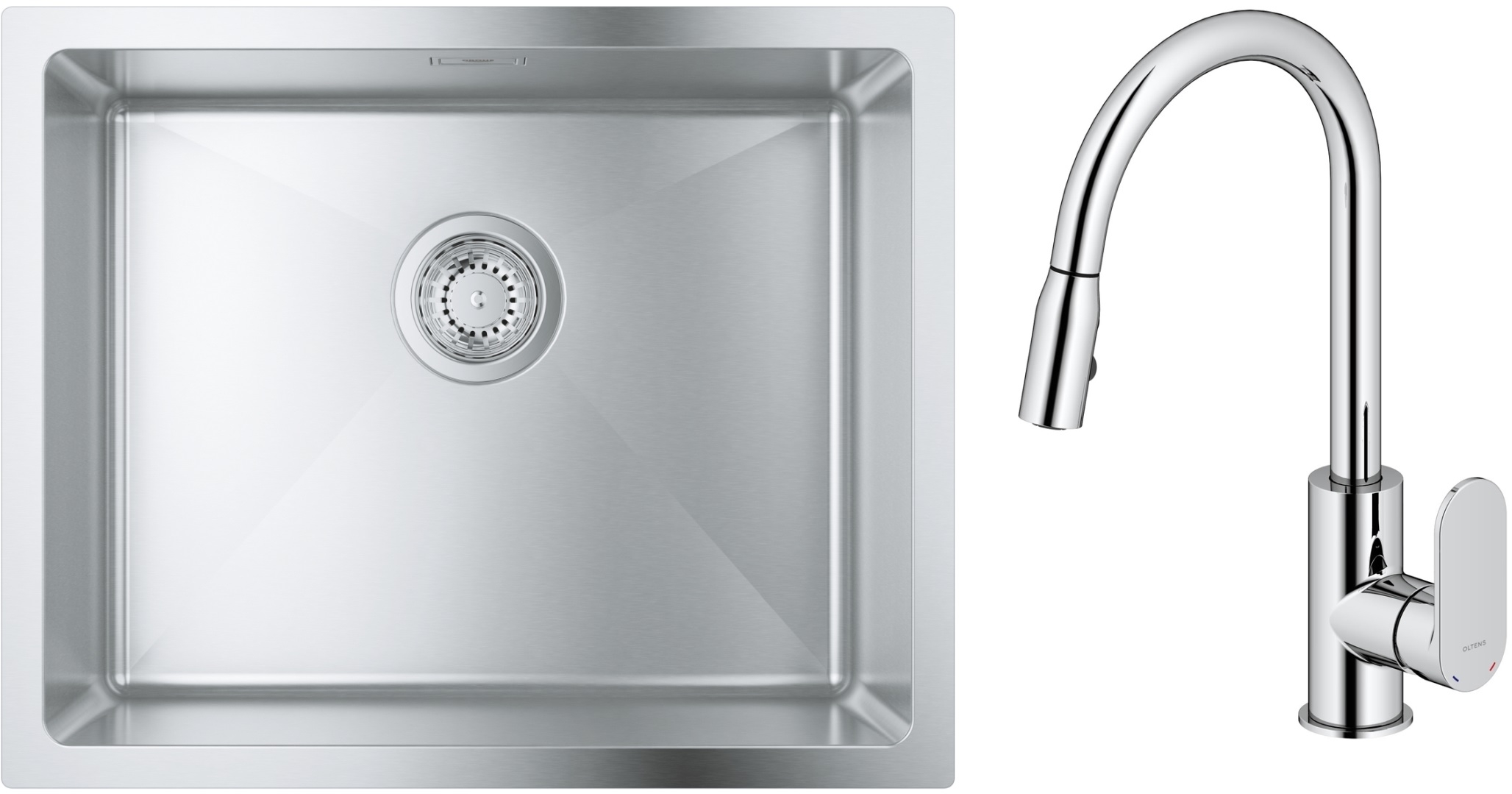 Set évier en acier inoxydable Grohe K700 31574SD1, mitigeur de cuisine Oltens Lista 35202100