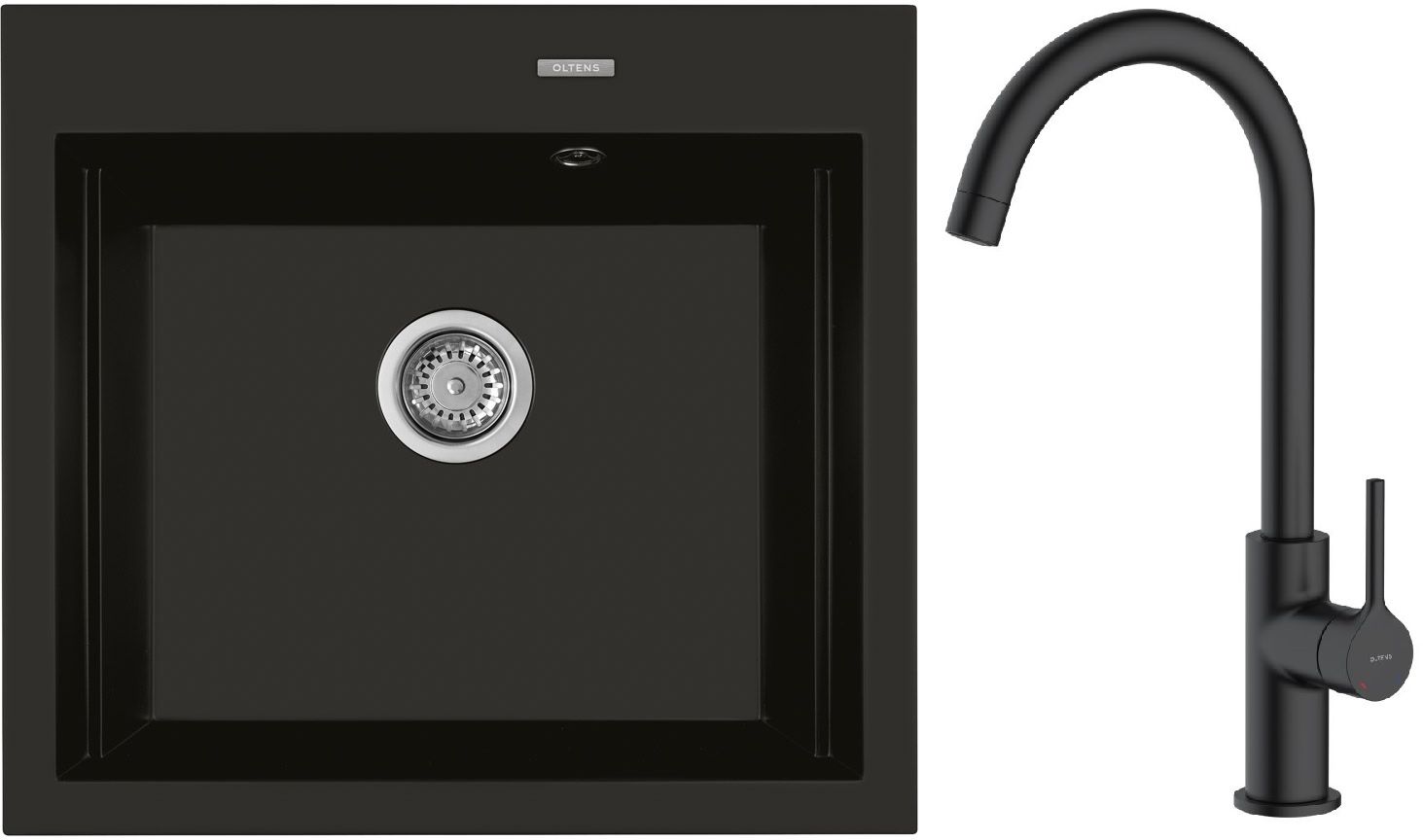 Set évier en granit Oltens Gravan 72000300, mitigeur de cuisine Oltens Skafta 35206300
