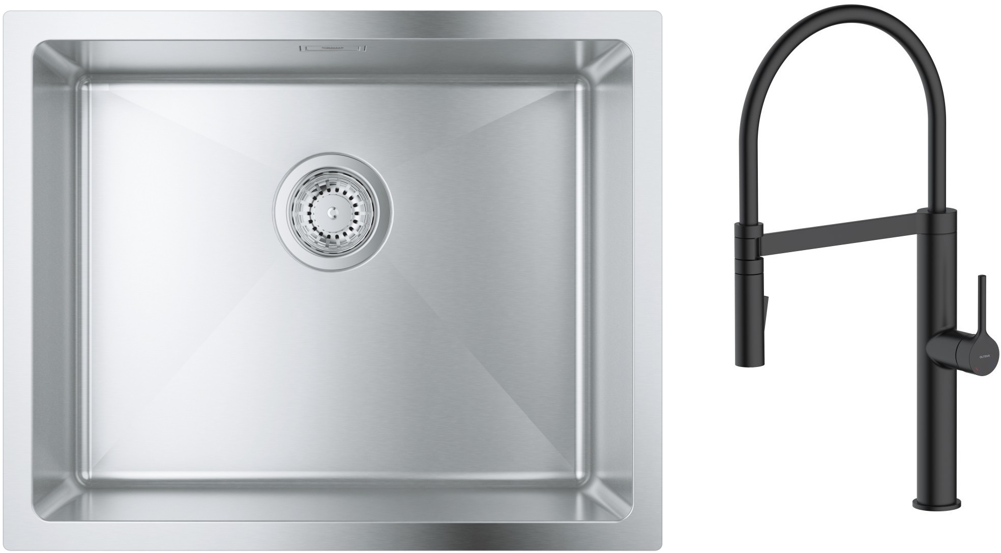 Set mitigeur de cuisine Oltens Borga 35207300, évier en acier inoxydable Grohe K700 31574SD1