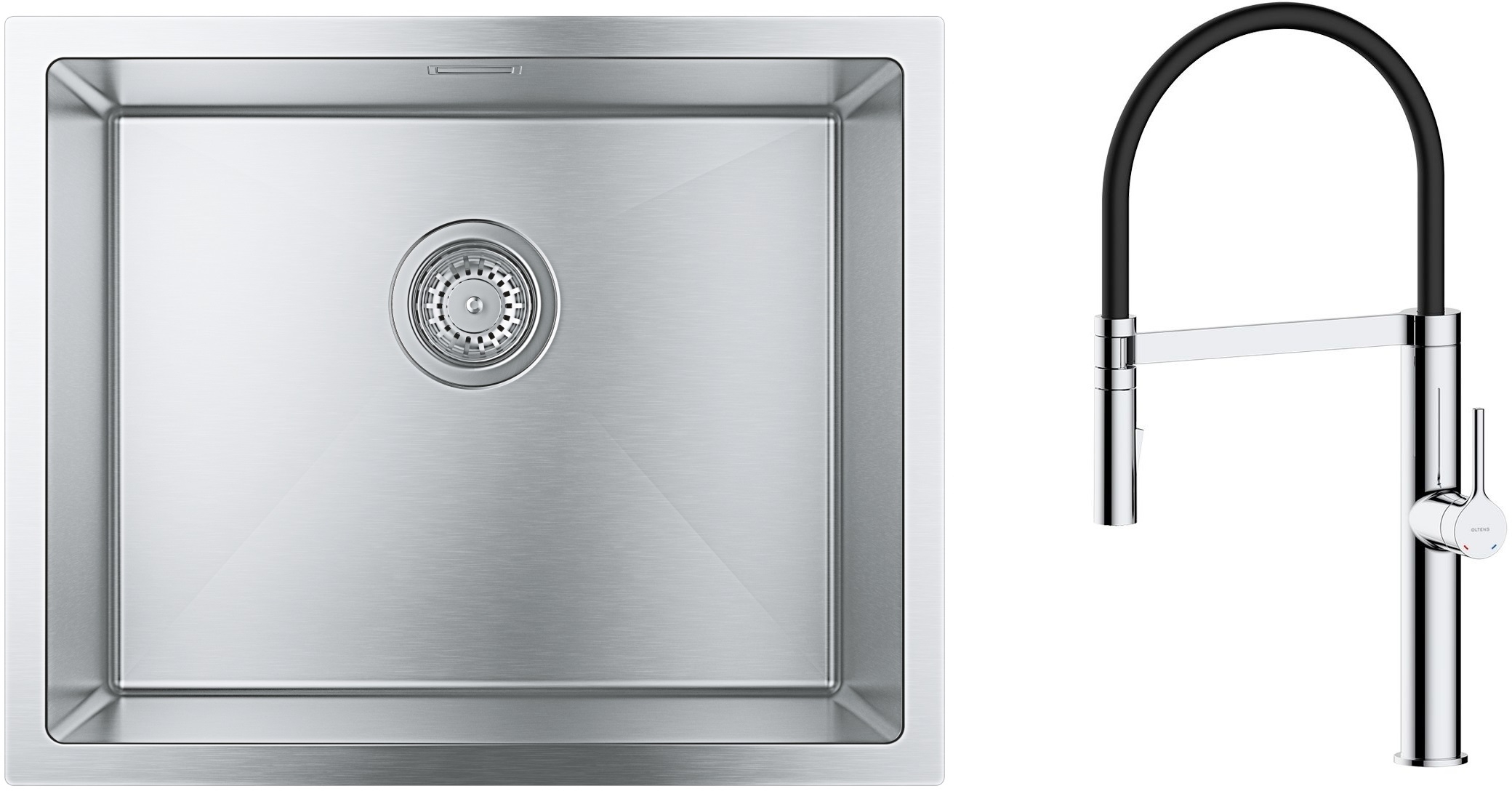 Set évier en acier inoxydable Grohe K700 31726SD0, mitigeur de cuisine Oltens Borga 35207100