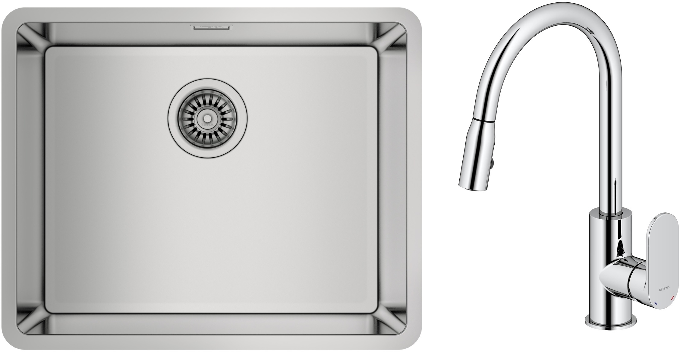 Set évier en acier inoxydable Teka Be Linea 115000005, mitigeur de cuisine Oltens Lista 35202100