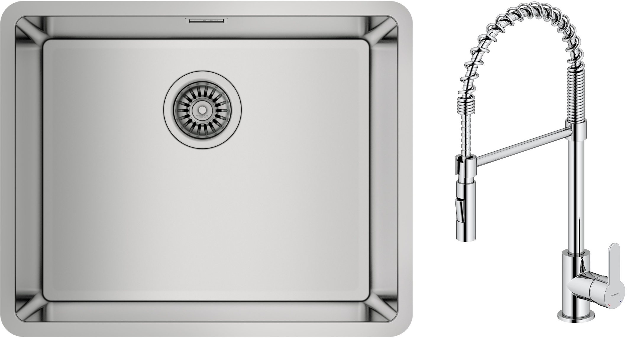 Set évier en acier inoxydable Teka Be Linea 115000005, mitigeur de cuisine Oltens Duf 35203100