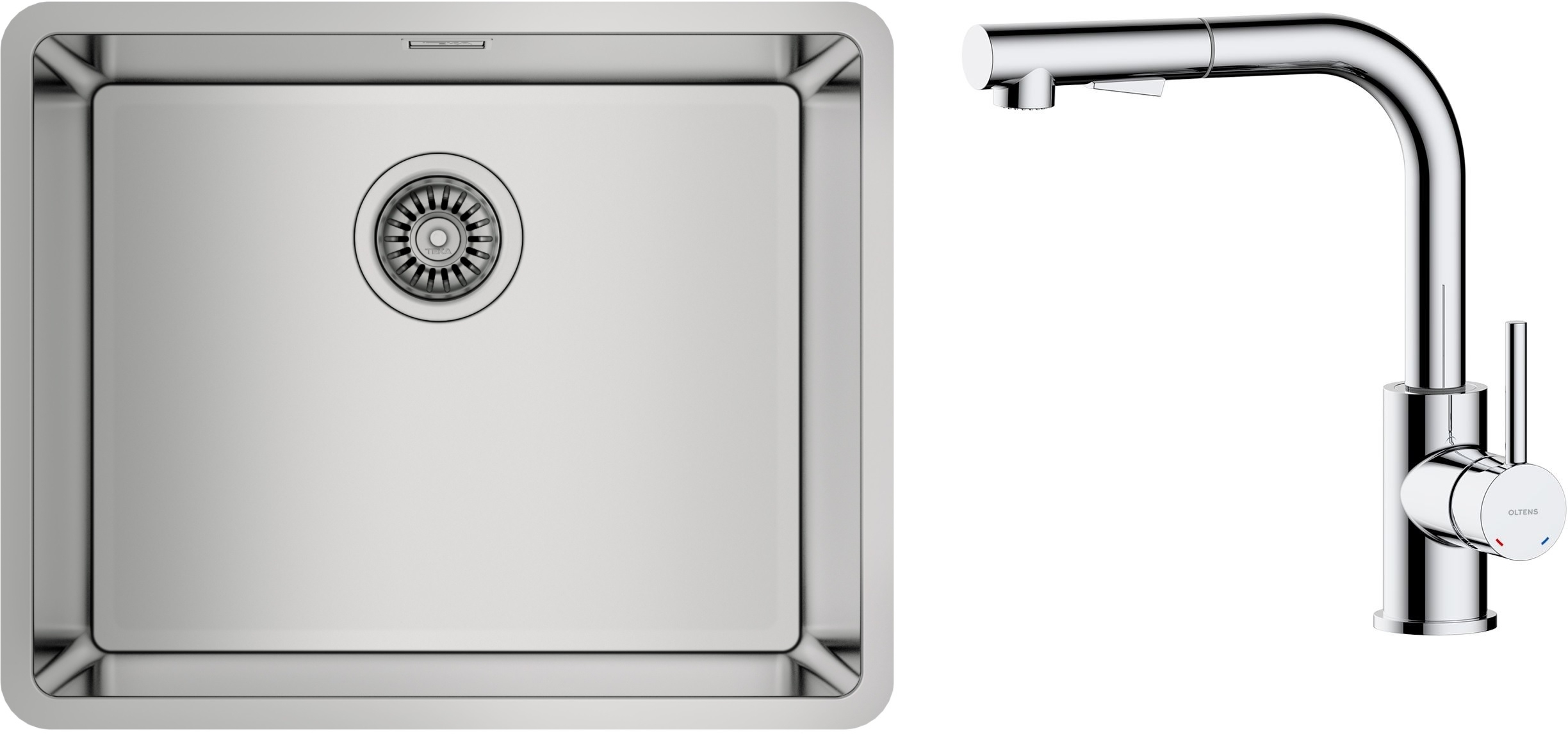Set évier en acier inoxydable Teka Be Linea 115000005, mitigeur de cuisine Oltens Myvat 35205100