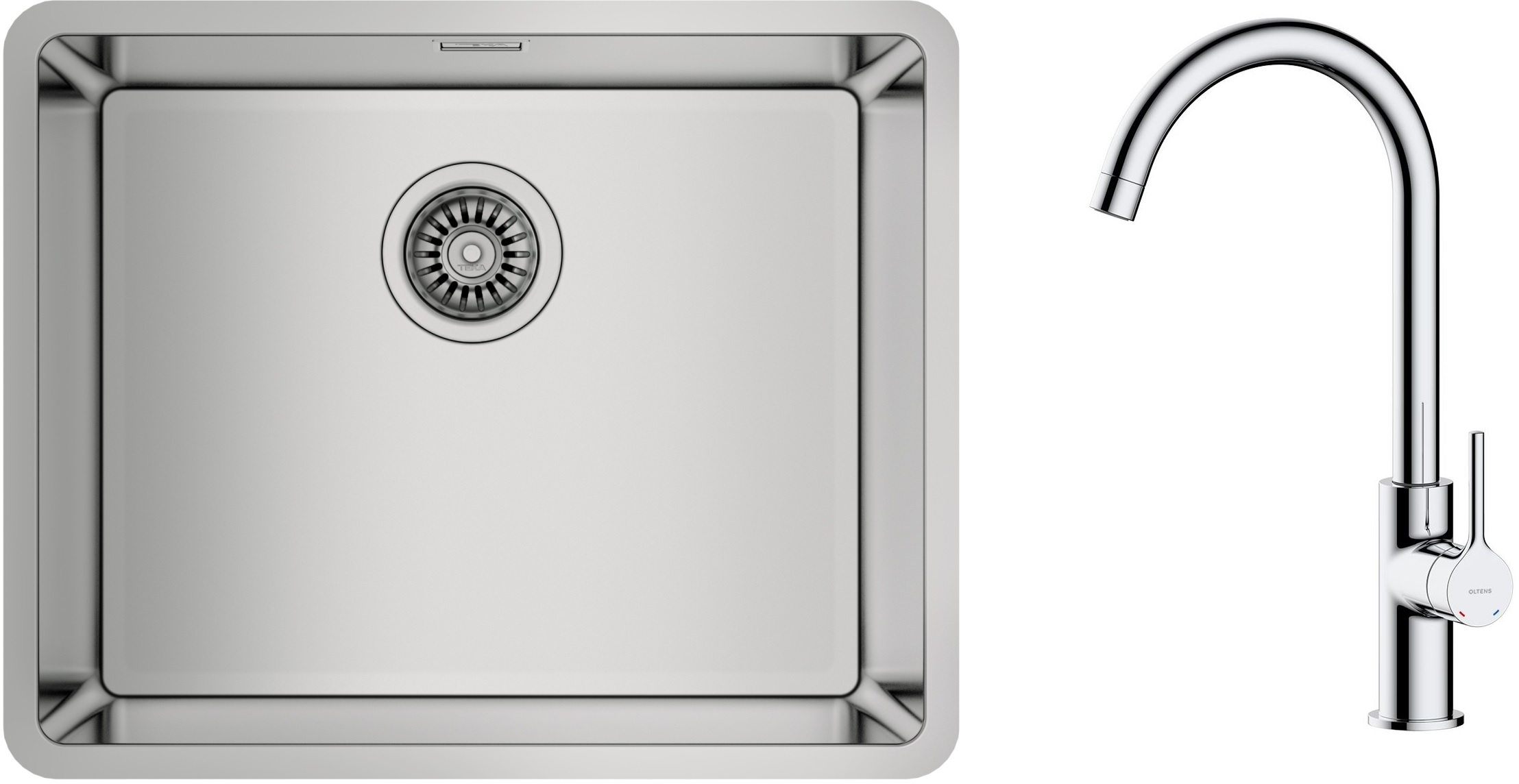 Set évier en acier inoxydable Teka Be Linea 115000005, mitigeur de cuisine Oltens Skafta 35206100