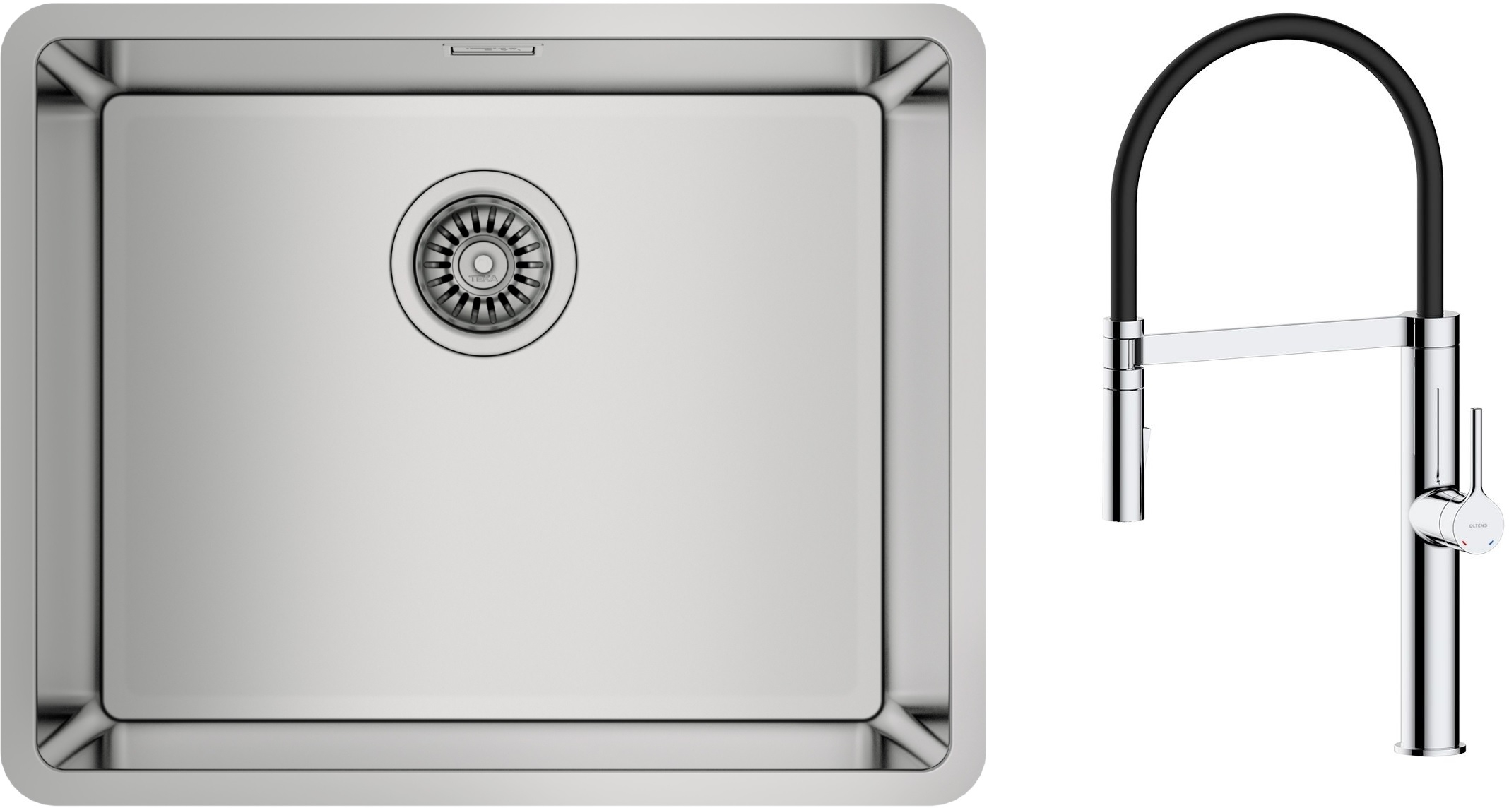 Set évier en acier inoxydable Teka Be Linea 115000005, mitigeur de cuisine Oltens Borga 35207100