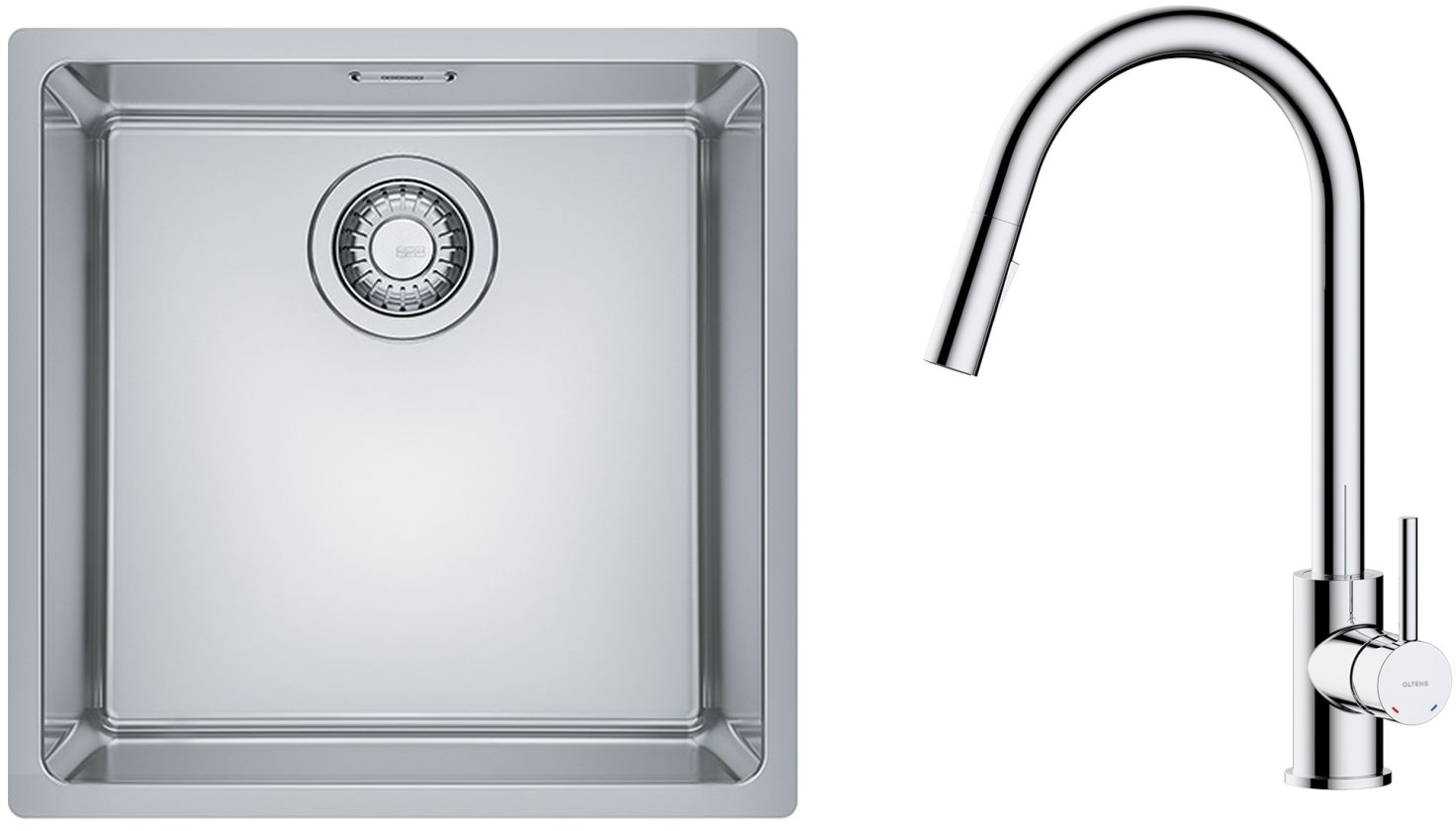 Set évier en acier inoxydable Franke Maris 122.0543.995, mitigeur de cuisine Oltens Litla 35204100