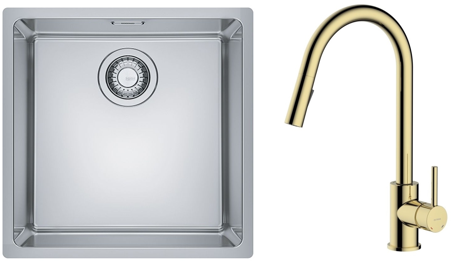 Set évier en acier inoxydable Franke Maris 122.0543.995, mitigeur de cuisine Oltens Litla 35204800