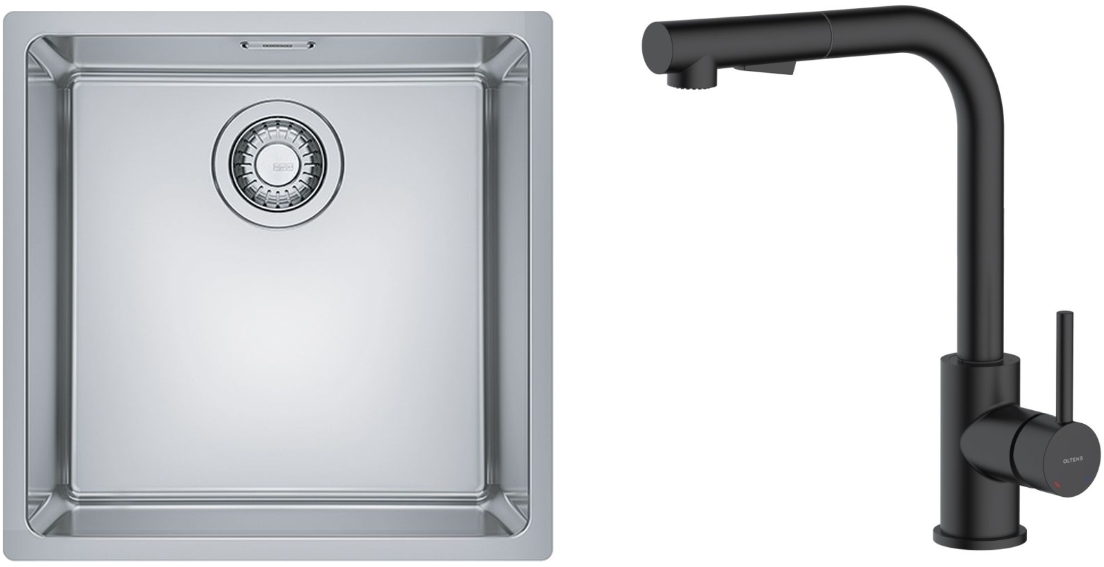 Set évier en acier inoxydable Franke Maris 122.0543.995, mitigeur de cuisine Oltens Myvat 35205300
