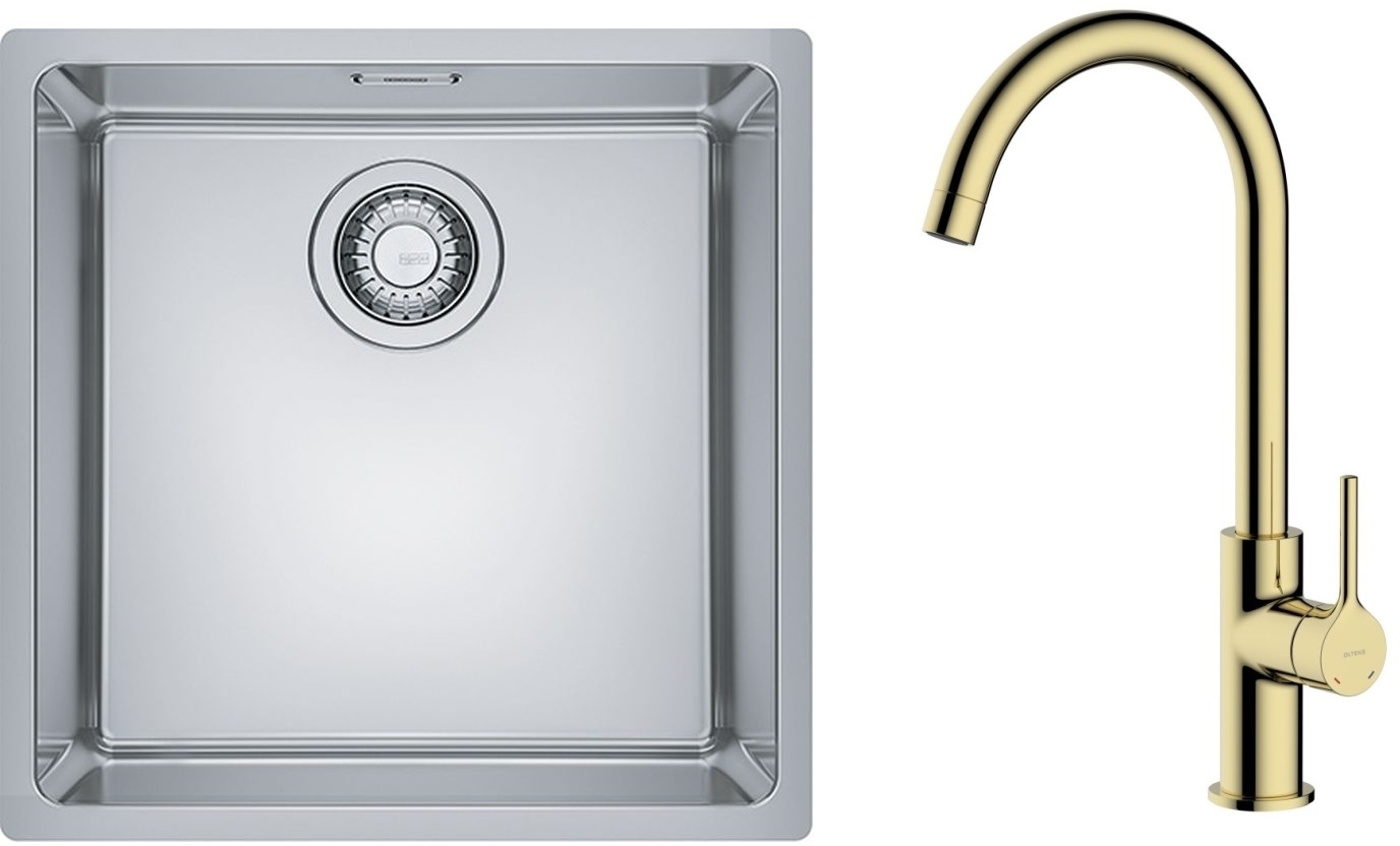 Set évier en acier inoxydable Franke Maris 122.0543.995, mitigeur de cuisine Oltens Skafta 35206800