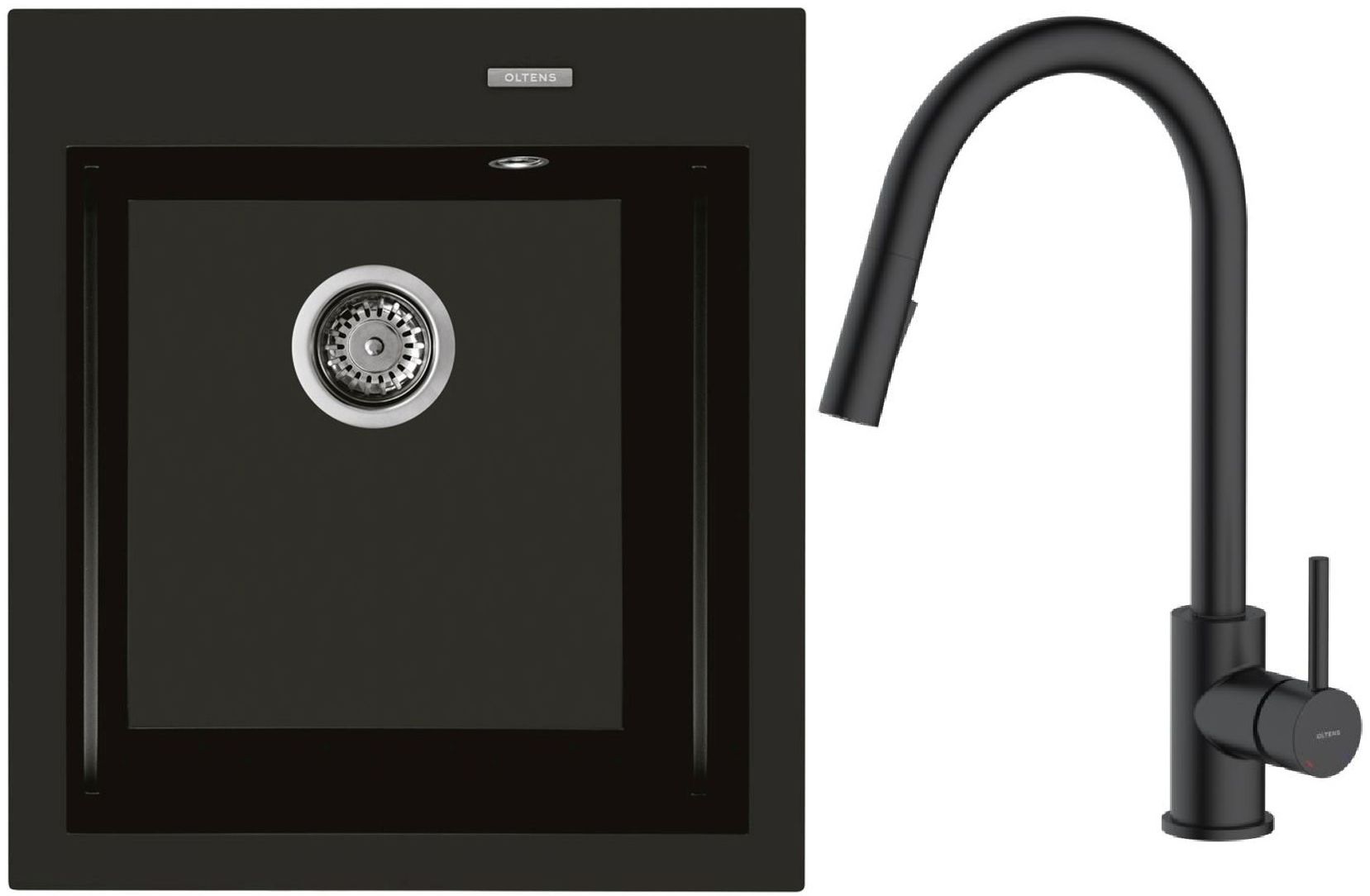 Set évier en granit Oltens Gravan 72001300, mitigeur de cuisine Oltens Litla 35204300