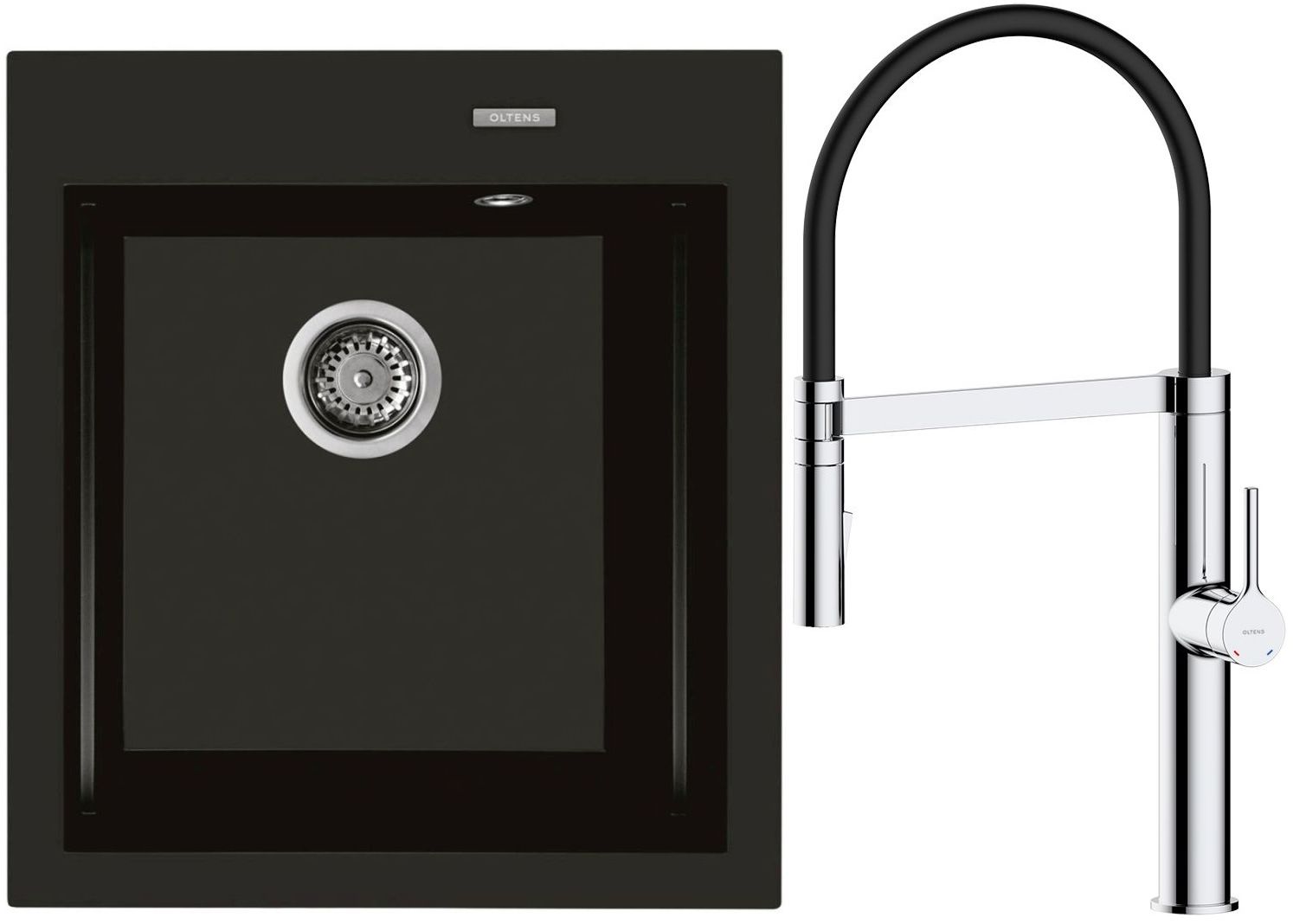 Set mitigeur de cuisine Oltens Borga 35207100, évier en granit Oltens Gravan 72001300